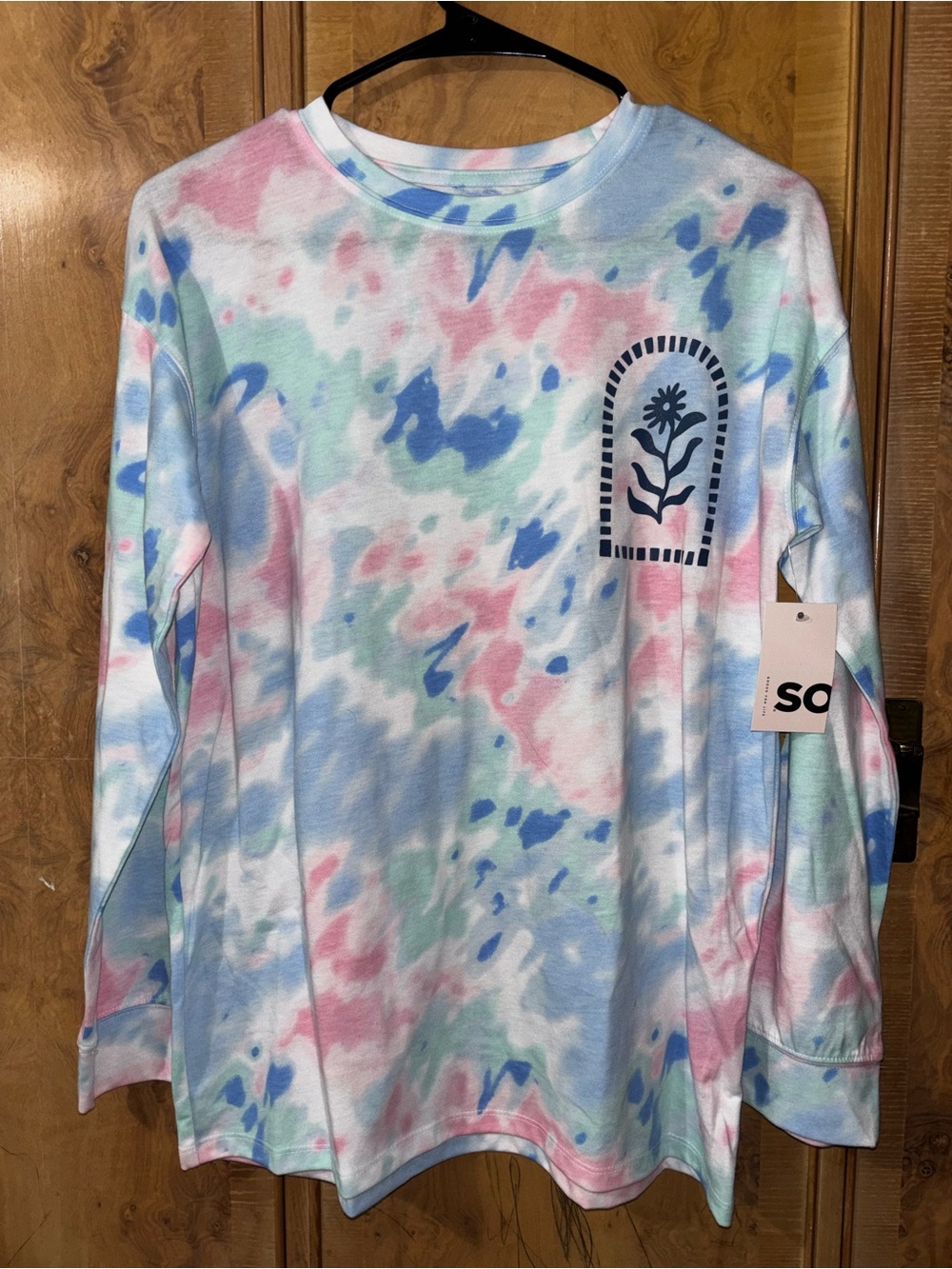 Long-Sleeve Tie-Dye Tee in Pastel Multi girls size XL (14/16)